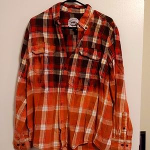 PinkArmadillos Faded Plaid Long Sleeve Flannel (M)